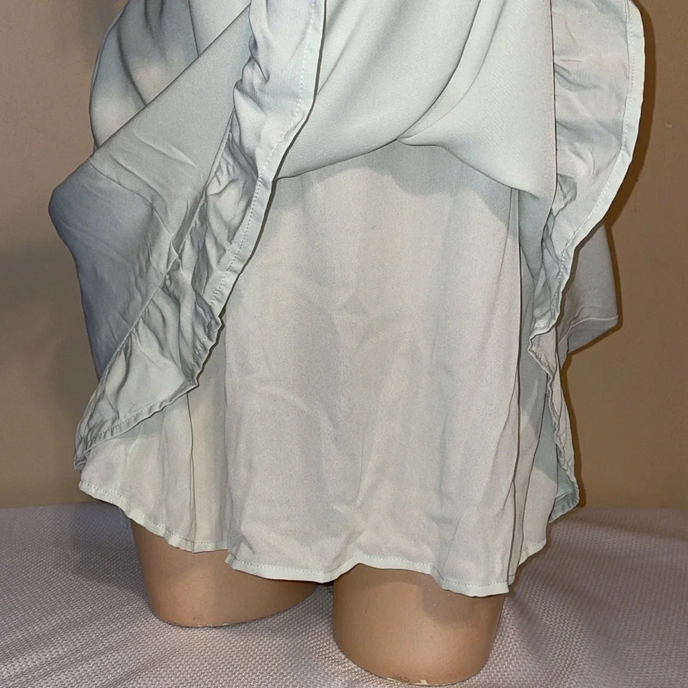 Abercrombie & Fitch women’s dress large mini tie shoulder green flowy empire - Picture 4 of 9